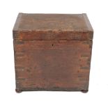 A Victorian campaign brass bound oak chest, with hinged top, 44cm wide.