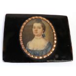 English School, 18th Century, A portrait miniature of a lady in a blue dress,