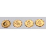 Four South African gold 1 Rand coins, 1967, 1971, 1975 & 1977 (4).