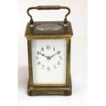 A French brass cased carriage timepiece, first half 20th century,