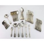 A matched Victorian silver fiddle thread and shell pattern canteen,