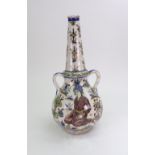 An Iznik pottery two handled baluster vase, 19th century,