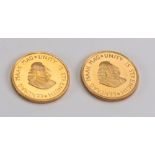Two South African gold 2 Rand coins 1975 & 1977 (2).