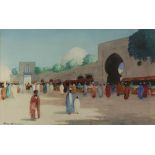 Hans Hansen (Scottish, 1853-1947) Market Place, Tehran; Tangier Market, a pair,
