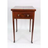 A George III mahogany crossbanded boxwood strung and banded side table,