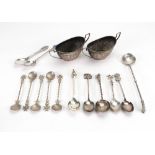 Two Danish souvenir spoons, detailed sterling and 830, one with little mermaid capital,