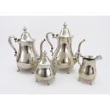 An American four piece tea and coffee service, Preismer and detailed sterling,