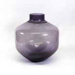 A large contemporary amethyst glass vase, 40cm high,