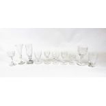 A part suite of facet cut table glass, in graduated sizes,