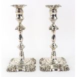 A pair of Victorian silver candlesticks, T J & N Creswick, Sheffield 1849,