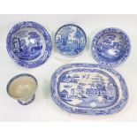 A large Copeland Spode Italian blue transfer printed bowl, 36cm diameter,