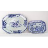 A Chinese Export blue and white meat dish, Qianlong, of shaped rectangular outline,