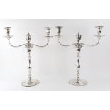 A pair of George III silver candlesticks, John Green & Co, Sheffield 1795,