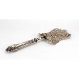 An ornate French silver handled serving slice, Charles Murat, circa 1900, in Louis XVI style,