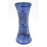 A Charles Brannam Barnstaple, pottery vase of waisted, cylindrical form,