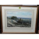 William Callcot (19th/20th century), Landscape with figure, watercolour, signed, 25cm x 38cm.