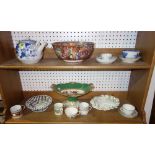 Ceramics; 19th century and later, including dinner and teawares, a cream Wedgwood basket,