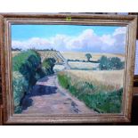 Michael Armytage, Cornfield, oil on board, 20th century, 60cm x 75cm.