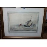 Frederick James Aldridge (1850-1933) Vessels off the coast, watercolour, signed and dated '88,
