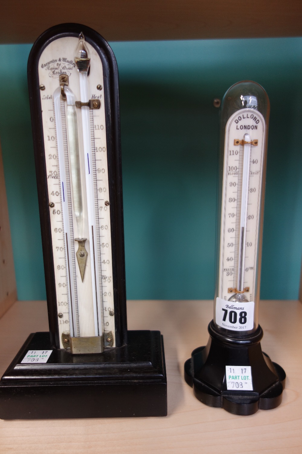 An ivory desk thermometer By Dollond, London,