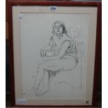 Attributed to Augustus John (1878-1961), Seated Female, pen and ink, 43cm x 31.5cm.