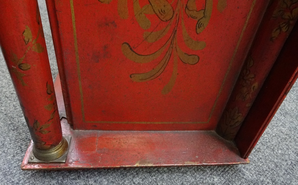 A parcel-gilt red lacquer longcase clock Mid 18th century and later The movement by Thomas May, - Image 4 of 8