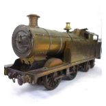 A 3 ¼ inch model steam tank locomotive, 4-4-0, brass body with internal boiler and engine, 62cm.