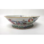 A Chinese famille rose shaped oval footed dish, 19th century,