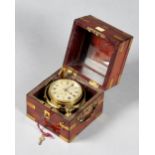 A small brass-bound mahogany cased two-day marine chronometer By Parkinson & Frodsham, London,