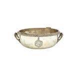 A George III silver souffle dish, with a drop in liner,