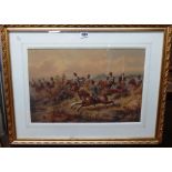 Attributed to Orlando Norie (1832-1901), A Cavalry Charge, watercolour, 33cm x 50cm.