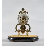 A brass skeleton timepiece Circa 1890 The fusée movement with shaped plates and anchor escapement,