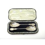 A pair of Victorian silver (formerly gilt) dessert serving spoons,