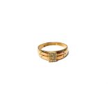 A Victorian 18ct gold and diamond set ring, in a rectangular design,