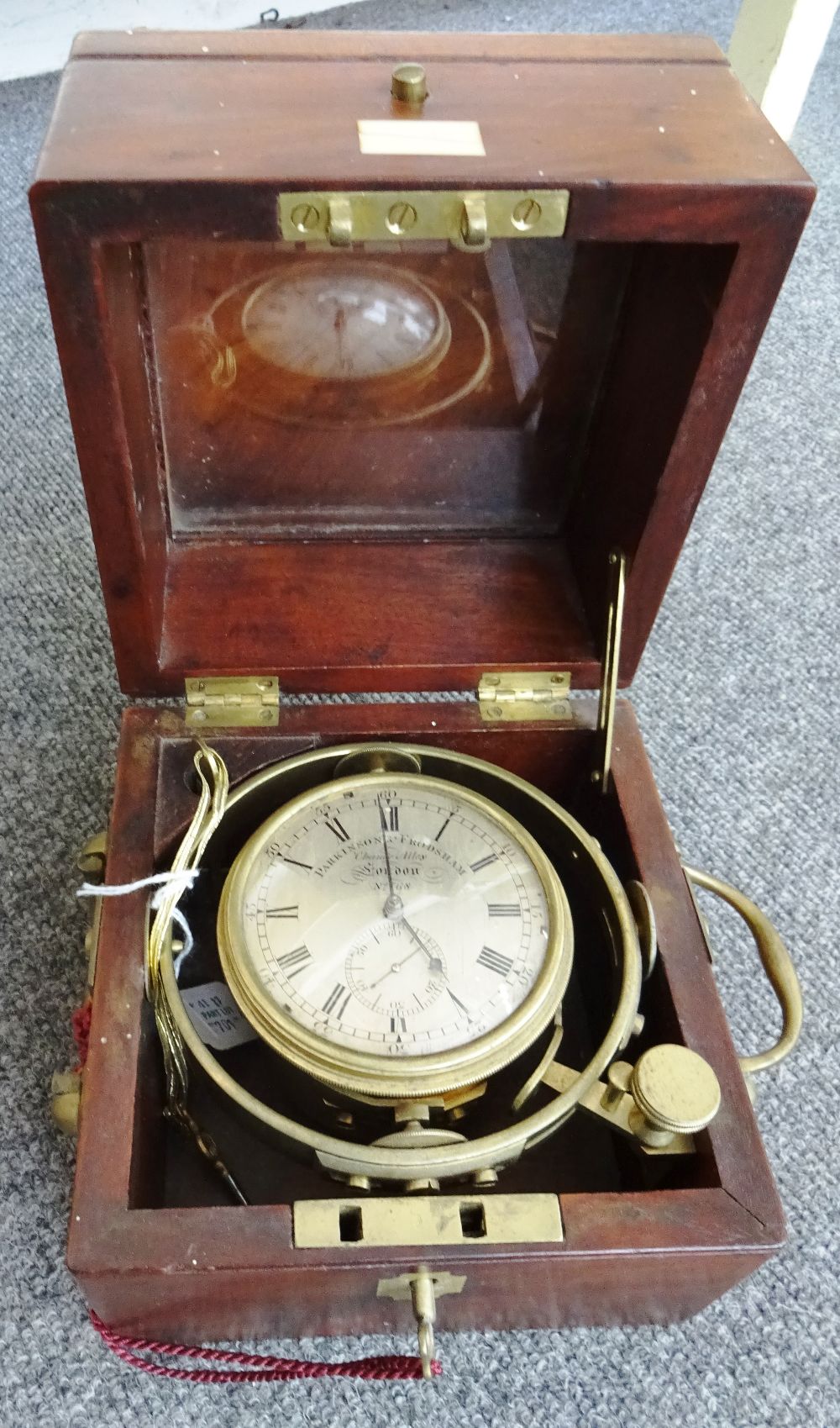 A small mahogany cased two-day marine chronometer By Parkinson & Frodsham, London, No. - Image 7 of 12