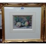 William Hough (1819-1897), Still life studies of apples, a pair, watercolour, both signed, each 11.
