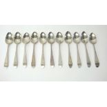 Ten Irish silver dessert spoons, Dublin 1792 and one further Irish silver dessert spoon,