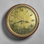 A George III mahogany verge dial timepiece The case with a turned surround, glazed brass bezel,