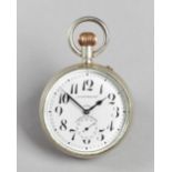 A Swiss nickel cased five-minute repeating open faced keyless eight-day desk watch Circa 1900 The