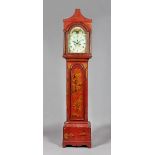 A George III parcel-gilt red lacquer longcase clock The movement by B.