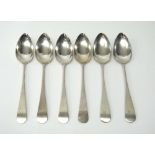 Two Scottish silver dessert spoons, Glasgow 1841 and four further silver dessert spoons,