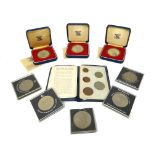 British and Vatican coins, comprising; three 1977 Silver Jubilee silver proof crowns, with cases,