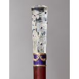 A cased rock crystal and amethyst parasol/sunshade or "entoutcas" handle,