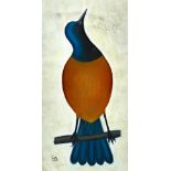 Follower of Simon-Albert Bussy (1869-1954), Bird on a perch, gouache, signed with initials,
