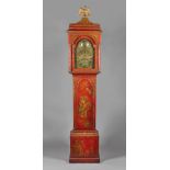 A parcel-gilt red lacquer longcase clock Mid 18th century and later The movement by Thomas May,