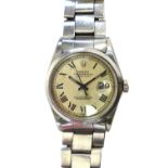 Rolex; a gentleman's stainless steel, circular cased Oyster Perpetual Datejust bracelet wristwatch,