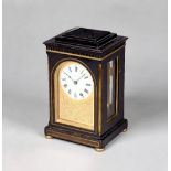 A late Regency brass-mounted ebonised mantel timepiece By Finer & Nowland, London,