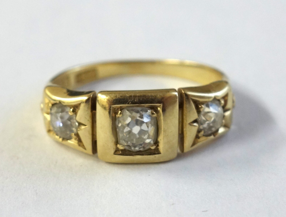 A late Victorian gold and diamond three