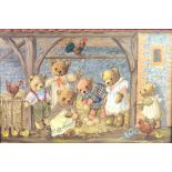 Doreen Edmond (British, 20th Century), Teddy bears collecting eggs,