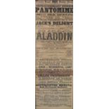 Theatre Bill - Theatre Royal Dunlop Street, Glasgow - 1866, Aladdin, 75.5 x 24.5cm, framed.
